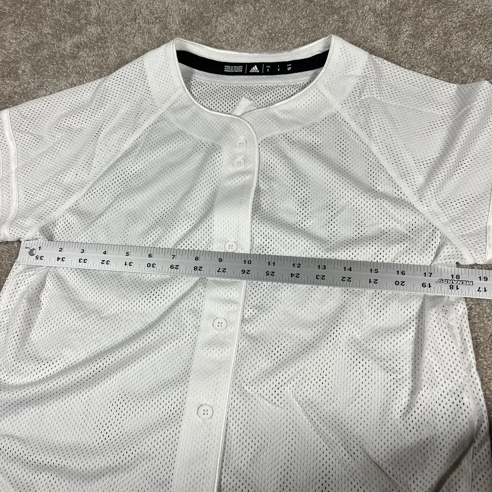 Adidas Womens White Size Small Mesh Button Up Sporty Fashion Jersey Shirt NWT - Picture 8 of 8